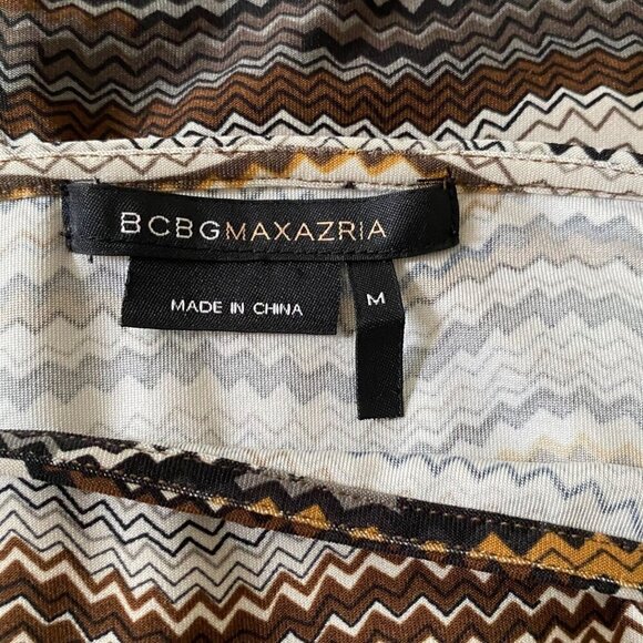 BCBGMaxAzria Brown Stripe Twist Front Dress, Dolman Sleeves Women's Size M - Picture 8 of 10